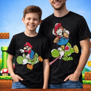 Camiseta Sublimada Mario & Yoshi — Diseño Dúo Familiar